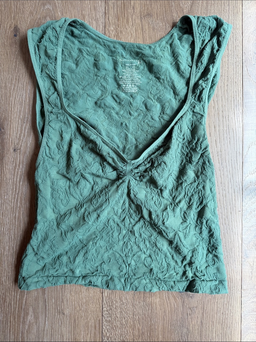 Free People Textured V-Neck Tank Top in Sage Green
